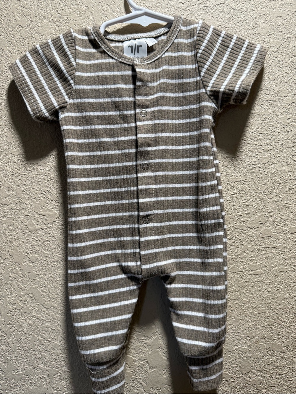 Striped Brown & White Baby One-Piece Footie